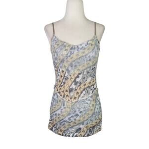 Vintage Y2K Cache Cream Leopard Chain Link Lace Cami Tank Top S